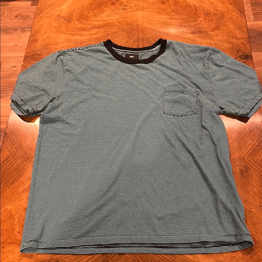 Obey Black and Gray Striped Tee